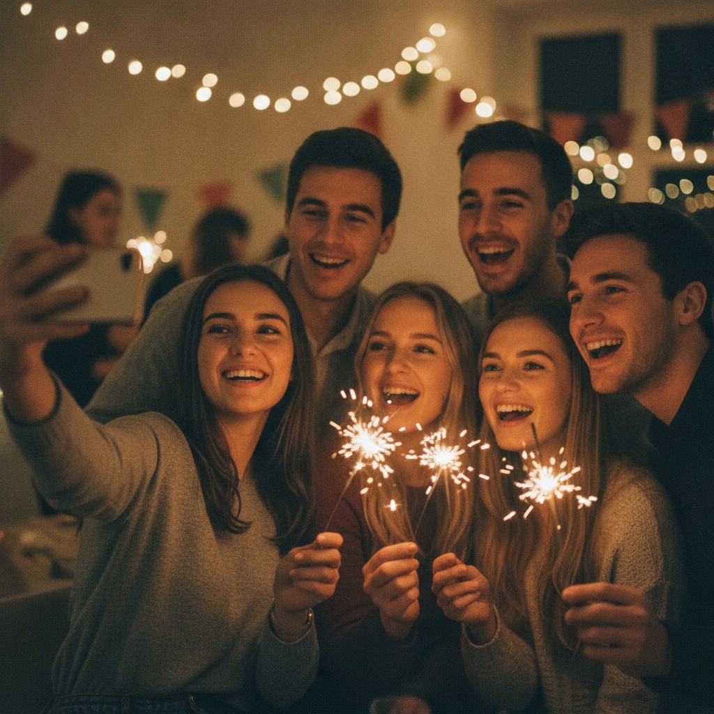 Friends taking a group selfie